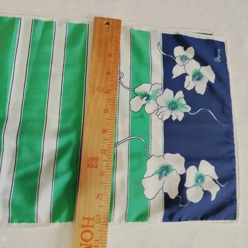 Veresa Vera Blue Green Striped Floral Pattern Multifunctional Rectangle Scarf